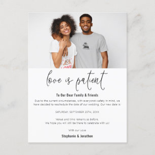 Cartão Postal De Anúncio Foto de Casamento O Amor é Paciente Salve Nova Dat