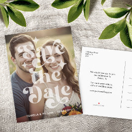 Cartão Postal De Anúncio Foto de Casamento Tipo Retrô Moderno Salvar a Data
