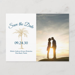 Cartão Postal De Anúncio Foto de Data de Casamento com Palmeira Tropical Go
