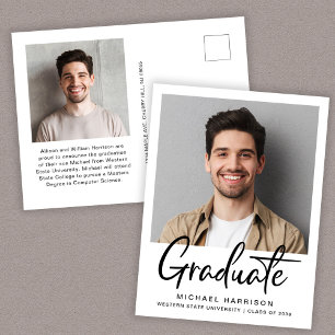 Cartão Postal De Anúncio Foto de Formatura com Roteiro Moderno