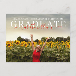 Cartão Postal De Anúncio Foto de girassóis para graduação moderna