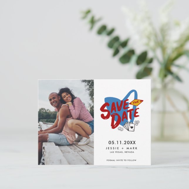 Cartão Postal De Anúncio Foto de Las Vegas Salve a Data (Em pé/Frente)