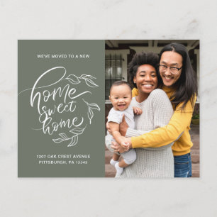 Cartão Postal De Anúncio Foto de Mudança de Endereço Botânico Home Sweet Ho