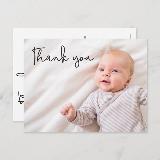 Cartão Postal De Anúncio Foto de nascimento de menino moderno personalizada (Frente/Verso)