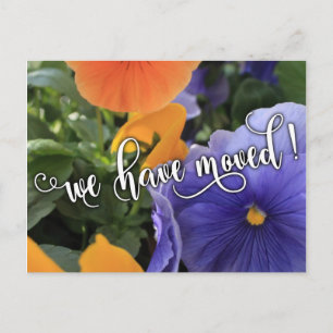 Cartão Postal De Anúncio Foto de Pensamentos Roxo/Laranja "Nós nos mudamos"
