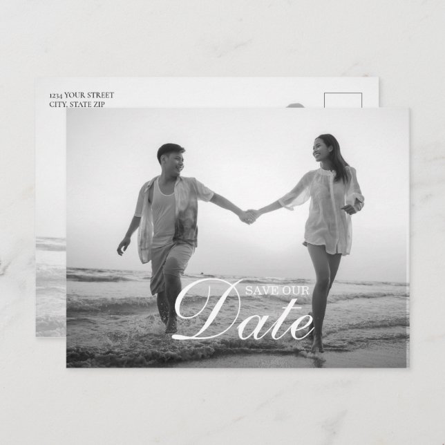 Cartão Postal De Anúncio Foto de Sobreposição de Script Moderno Simples (Frente/Verso)