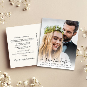 Cartão Postal De Anúncio Foto do Casamento Recepção Creme Salve a Data