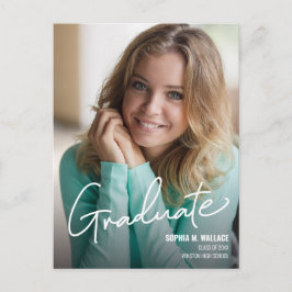 Cartão Postal De Anúncio Foto do Formando Personalizado de Script Moderno