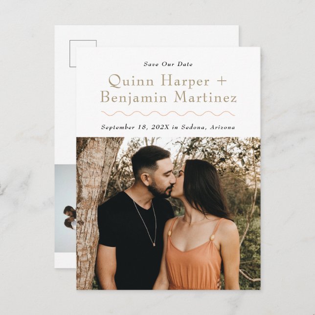 Cartão Postal De Anúncio Foto do Trendy Wave Salva o Cartão-Postal de Data (Frente/Verso)