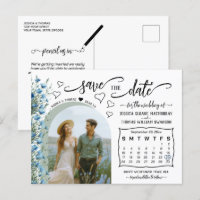 Foto e calendário Blue Wildflower Salvar data