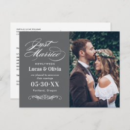 Cartão Postal De Anúncio Foto Elegante De Casamento De Cinzas De Carvões re