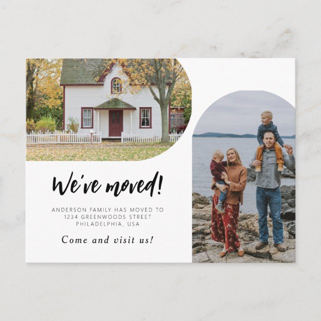 Cartão Postal De Anúncio Foto em Arco Moderno que Movemos (Frente)