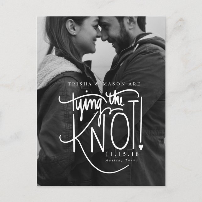 Cartão Postal De Anúncio Foto em preto e branco Salvar a data (Frente)