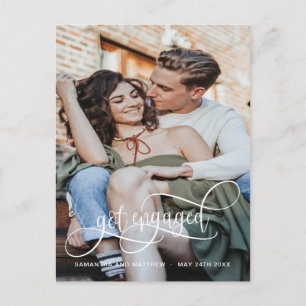 Cartão Postal De Anúncio Foto, Ficou Noiva, Caligrafia Branca Noivado