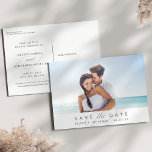 Cartão Postal De Anúncio Foto Horizontal Simplesmente Elegante Salvar a Dat<br><div class="desc">Diga "sim" a estes bonitos, salve os cartões postais de data e anote seu grande dia aos amigos e à família em estilo chic! Salve a data com os cartões postais e apresente a sua foto de noivado de orientação horizontal favorita; uma borda branca inferior mostra "salve a data" e...</div>