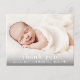 Cartão Postal De Anúncio Foto Moderna de Bebê Obrigado Nascimento