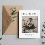 Cartão Postal De Anúncio Foto moderna minimalista para salvar o casamento d<br><div class="desc">Estes guardam os cartões postais são para o casal divertido que mal pode esperar para compartilhar sua data de casamento com sua família e amigos. A design de fotos minimalista moderna é personalizada com sua foto, nomes, data de casamento e local. Adicione seu endereço de retorno e detalhes do casamento...</div>