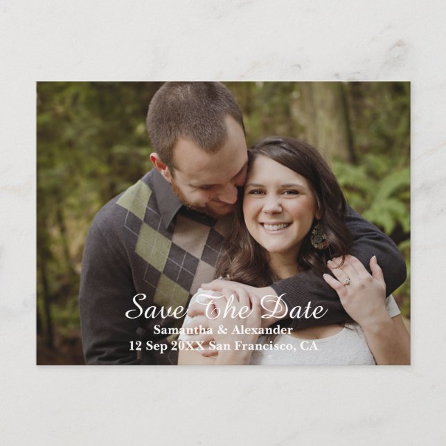 Cartão Postal De Anúncio Foto Moderna Salva A Data (Frente)