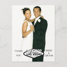 Cartão Postal De Anúncio Foto Personalizada Do Casamento De Las Vegas Obrig