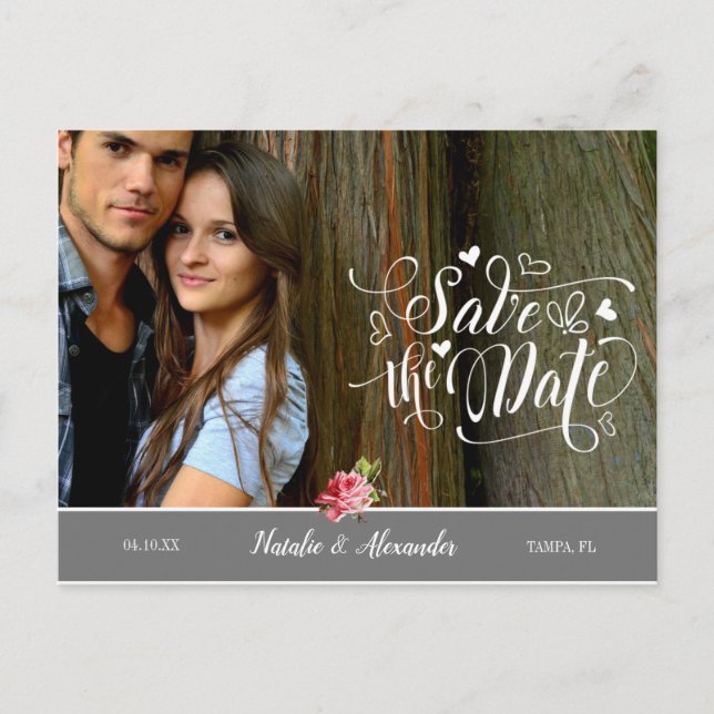 Cartão Postal De Anúncio Foto personalizada | Salvar a data (Frente)