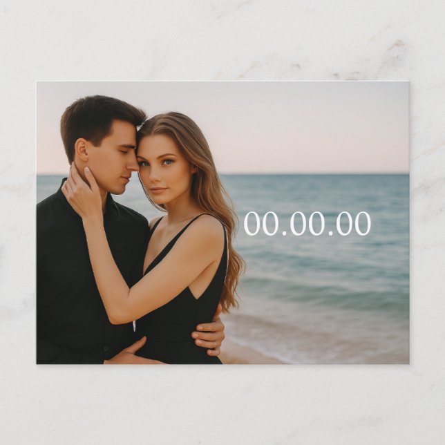 Cartão Postal De Anúncio Foto personalizada Salvar o Cartão-postal de data (Frente)