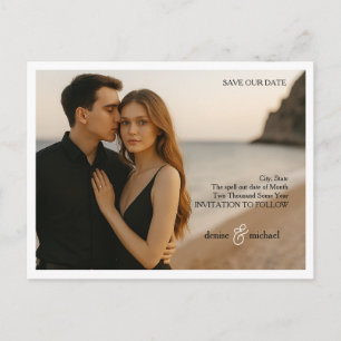 Cartão Postal De Anúncio Foto personalizada Salvar o Cartão-postal de data