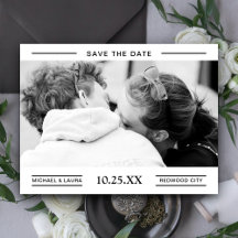 Foto Simples de Casal Preto e Branco Save The Date