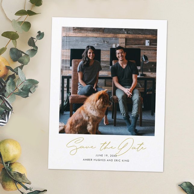 Cartão Postal De Anúncio Foto simples e moderna Casamento Salve a Data (Criador carregado)