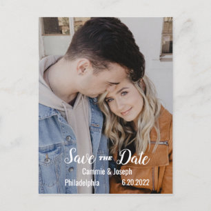 Cartão Postal De Anúncio Foto simples e moderna Texto BW Casamento Salve a