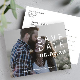 Cartão Postal De Anúncio Foto simples minimalista de casamento salvar a dat