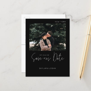 Cartão Postal De Anúncio Foto Tipográfica Moderna Preta Salvar A Data