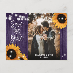 Cartão Postal De Anúncio Fotografia de casamento de girassol roxo Salvar a