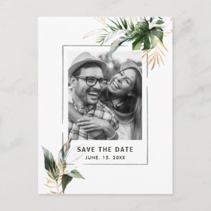 Cartão Postal De Anúncio Fotografia de Folhagem Tropical Casamento Salve a 