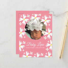 Cartão Postal De Anúncio Fotos de Bebê com Bordas de Florais de Margarida F