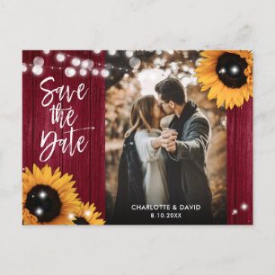Cartão Postal De Anúncio Fotos de Casamento com Girassóis em Borgonha - Sav