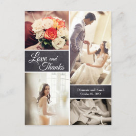 Cartão Postal De Anúncio Fotos de Casamento de Script Moderno do AMOR e OBR