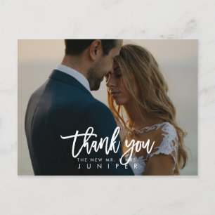 Cartão Postal De Anúncio Fotos de Casamento Obrigado
