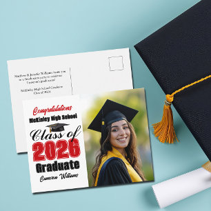 Cartão Postal De Anúncio Fotos de Graduados da Turma Vermelha de 2026 Gradu