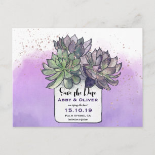 Cartão Postal De Anúncio Fotos de Suculentas de Cactus Verde Roxo Salvar a