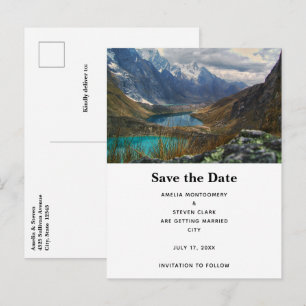 Cartão Postal De Anúncio Fotos do Casamento das Montanhas Alpinas Cênicas