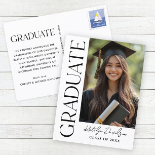 Cartão Postal De Anúncio Fotos Personalizadas de Graduação Modernas em Pret