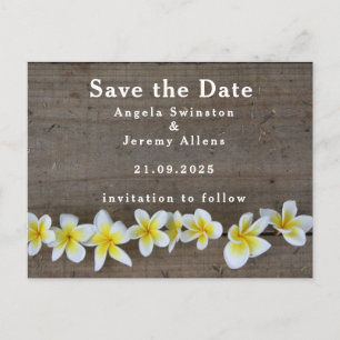 Cartão Postal De Anúncio Frangipani / Plumeria Salve A Data De Casamento