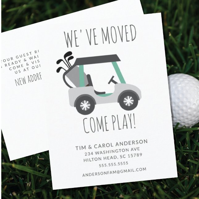 Cartão Postal De Anúncio Fun Golf Cart Moving Announcement Card (Criador carregado)
