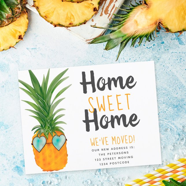 Cartão Postal De Anúncio Fun pineapple home sweet home moving (Criador carregado)