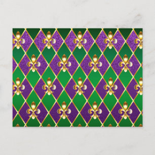 Cartão Postal De Anúncio Fundo de Joias Mardi Gras