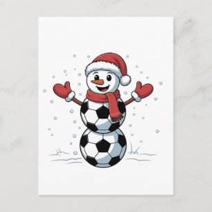 Cartão Postal De Anúncio Futebol de Boneco de Neve Natal Papai Noel Beisebo