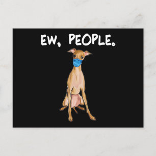 Cartão Postal De Anúncio galgo italiano algumas pessoas cão vestindo máscar