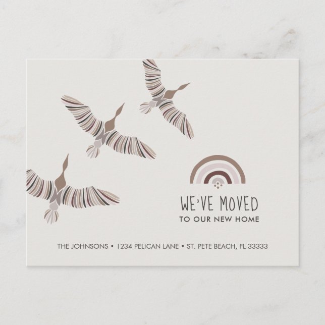 Cartão Postal De Anúncio Gansos Majestosos Nós nos Mudamos para Nossa Nova  (Frente)