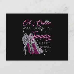 Cartão Postal De Anúncio Garota de Aniversário   Uma Rainha Nasceu Em Janei
