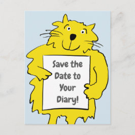Cartão Postal De Anúncio Gato segurando conselho com Salvar data no seu diá